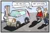 Cartoon: Steuern für E-Autos (small) by Kostas Koufogiorgos tagged karikatur,koufogiorgos,illustration,cartoon,eauto,auto,elektro,steuergeld,steuern,kaufpraemie,geld,automobil,elektromobilität