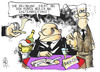 Cartoon: Systemrelevanz (small) by Kostas Koufogiorgos tagged systemrelevanz,bank,michel,rechnung,steuerzahler,geld,wirtschaft,karikatur,kostas,koufogiorgos