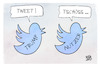 Cartoon: Trump und Twitter (small) by Kostas Koufogiorgos tagged karikatur,koufogiorgos,trump,twitter,social,media,logo,vogel,tweet,tschuess