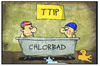 Cartoon: TTIP-Leaks (small) by Kostas Koufogiorgos tagged karikatur,koufogiorgos,illustration,cartoon,ttip,leaks,badewanne,chlorbad,usa,eu,europa,freihandelsabkommen,leck,datenleck,wirtschaft