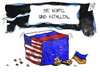Cartoon: Ukraine (small) by Kostas Koufogiorgos tagged illustration,karikatur,cartoon,koufogiorgos,russland,eu,europa,usa,ukraine,krim,würfel,spiel,politik,konflikt,krise,fahne,flagge
