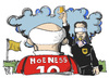 Cartoon: Uli Hoeneß (small) by Kostas Koufogiorgos tagged hoeneß,justitia,steuern,anklage,justiz,fussball,bayern,karikatur,koufogiorgos