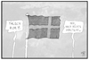 Cartoon: Wahl in Schweden (small) by Kostas Koufogiorgos tagged karikatur,koufogiorgos,illustration,cartoon,schweden,wahl,fahne,flagge,rechtsruck,populismus,partei,politik,rechtspopulismus