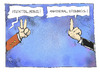 Cartoon: Wahlkampfgesten (small) by Kostas Koufogiorgos tagged merkel,steinbrück,wahlkampf,stinkefinger,geste,bundestagswahl,karikatur,koufogiorgos