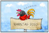 Cartoon: Warntag 2020 (small) by Kostas Koufogiorgos tagged karikatur,koufogiorgos,illustration,cartoon,warntag,probealarm,hahn,krähen,katastrophenschutz,fehlalarm,schlafen