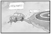 Cartoon: Werder Bremen (small) by Kostas Koufogiorgos tagged karikatur,koufogiorgos,illustration,cartoon,werder,bremen,bundesliga,klassenerhalt,fussball,verein,abgrund,knapp,sport