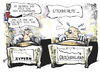 Cartoon: Zypern (small) by Kostas Koufogiorgos tagged esm,zypern,euro,schulden,krise,griechenland,rettung,hilfspaket,geld,eu,karikatur,kostas,koufogiorgos