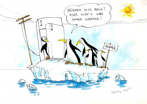 Cartoon: Erderwärmung auch für Pinguine (medium) by Marlene Pohle tagged erderwärmung