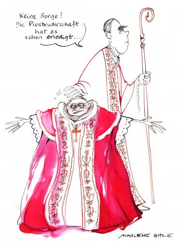 Cartoon: Ratzinger und Willemsem (medium) by Marlene Pohle tagged polemik,bei,der,piusbruderschaft