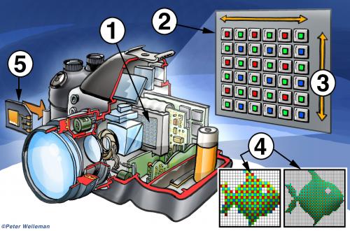 Cartoon: Camera and chip (medium) by illustrator tagged digital,camera,optics,lens,lenses,technics,optical,pixels,mirror,chip,batteries,electronics,cutaway,illustration,viewer,picture,photo,optische,pixel,digitalkamera,elektronik,abbildung,objektiv,illustration,kamera,digitalkamera,fotoapparat,technik,technologie,entwicklung,fortschritt,spiegelreflex,pixel,chip,linse,mechanik,aufbau,infografik