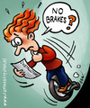 Cartoon: Mono wheel without brakes (small) by illustrator tagged mono,wheel,brake,fall,bike,instructions,man,cartoon,illustration,wonder,hill,down