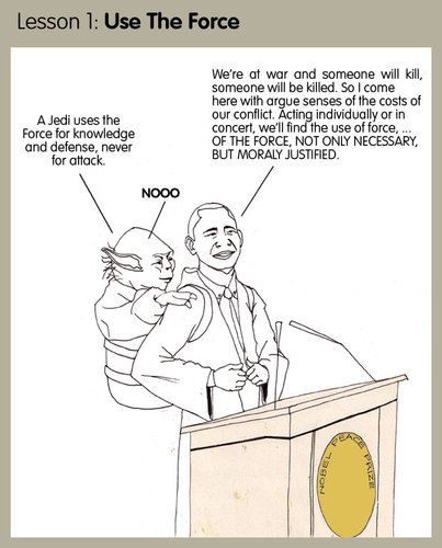 Cartoon: Obama (medium) by Conntra tagged obama,nobel,peace,prize,jedi,yoda