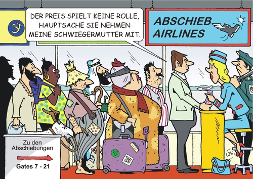 Cartoon: Abschiebung (medium) by JotKa tagged beziehung,deutschland,gesellschaft,frau,mann,schwiegermutter,liebe,leid,trennung,schmerz,immigration,asyl,asylmissbrauch,abschiebung,ausweisung,politik,luftfahrt,flughafen,flugzeug,polizei,beziehung,deutschland,gesellschaft,frau,mann,schwiegermutter,liebe,leid,trennung,schmerz,immigration,asyl,asylmissbrauch,abschiebung,ausweisung,politik,luftfahrt,flughafen,flugzeug,polizei