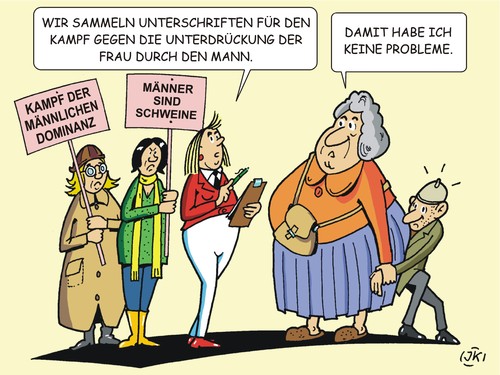 Cartoon: Emanzipation (medium) by JotKa tagged emanzipation,frauenrechte,fraurechtlerinnen,gleichstellung,gleichberechtigung,frauenquote,dominanz,unterdrückung,liebe,hass,er,sie,mann,frau,ehe,beziehungen,lebensgemeinschaften,emma,freud,und,leid,erotik,emanzipation,frauenrechte,fraurechtlerinnen,gleichstellung,gleichberechtigung,frauenquote,dominanz,unterdrückung,liebe,hass,er,sie,mann,frau,ehe,beziehungen,lebensgemeinschaften,emma,freud,und,leid,sex,erotik