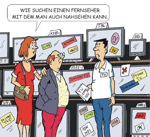 Cartoon: Fernseher gesucht (medium) by JotKa tagged handel,und,verkauf,geschäfte,multimedia,elektronik,kunden,käufer,einzelhandel,großhandel,wirtschaft,gesellschaft,freizeit,handel,und,verkauf,geschäfte,multimedia,elektronik,kunden,käufer,einzelhandel,großhandel,wirtschaft,gesellschaft,freizeit