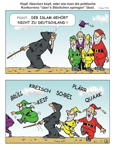 Cartoon: Hüpf Häschen hüpf 3 (medium) by JotKa tagged politiker,parteien,politischer,gegner,politische,konkurrenz,populismus,entrüstung,berufsempörer,empörung,berufsbetroffene,betroffenheit,ärger,diskussion,islam,hüpf,politiker,parteien,politischer,gegner,politische,konkurrenz,populismus,entrüstung,berufsempörer,empörung,berufsbetroffene,betroffenheit,ärger,diskussion,islam