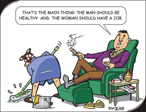 Cartoon: Important (medium) by JotKa tagged health,important,job,work,man,woman,relations,life,jobs,role,distribution