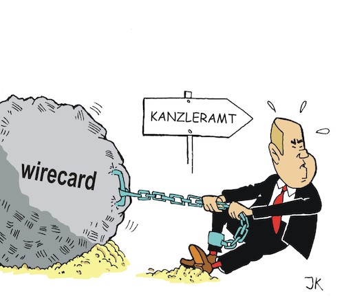 Cartoon: Klotz am Bein (medium) by JotKa tagged wirecard,affaire,betrug,wirtschaft,finanzen,finanzminister,olaf,scholz,kanzlerkandidat,spd,bundestagswahl,politiker,politik,wirecard,affaire,betrug,wirtschaft,finanzen,finanzminister,olaf,scholz,kanzlerkandidat,spd,bundestagswahl,politiker,politik