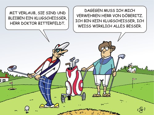 Cartoon: Klugscheisser (medium) by JotKa tagged klugscheisser,gesellschaft,umgangsformen,benehmen,sport,golf,golfplatz,männer,klugscheisser,gesellschaft,umgangsformen,benehmen,sport,golf,golfplatz,männer