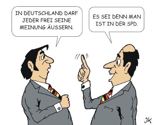 Cartoon: Parteiausschluß (medium) by JotKa tagged parteien,parteiausschluß,thilo,sarrazin,gleichschaltung,sekten,spd,politiker,deutschland,migration,kriminalität,parteien,parteiausschluß,thilo,sarrazin,gleichschaltung,sekten,spd,politiker,deutschland,migration,kriminalität