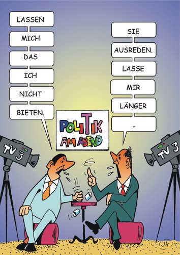 Cartoon: Politik am Abend (medium) by JotKa tagged fernsehen,medien,interview,politiker,volksverteter,meinungen,argumente,unterhaltung,fernsehen,medien,interview,politiker,volksverteter,meinungen,argumente,unterhaltung