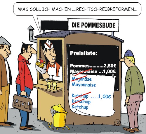 Cartoon: Rechtschreibreform (medium) by JotKa tagged rechtschreibreform,duden,rechtschreibung,deutsche,sprache,bildung,schule,schreibweisen,kultusministerium,rechtschreibreform,duden,rechtschreibung,deutsche,sprache,bildung,schule,schreibweisen,kultusministerium