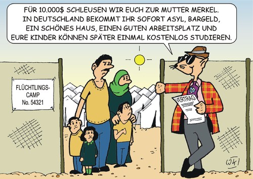 Cartoon: Schleuser (medium) by JotKa tagged schleuser,schlepper,merkel,asylanten,flüchtlinge,wirtschaftsflüchtlinge,asyl,asylpolitik,einwanderung,einwanderungsgesetz,politik,parteien,politiker,asylantenheime,terror,drohung,ängste,angst,fremdenfeindlichkeit,flüchtlingsheime,abschiebung,afrika,mittelmeer,flüchtlingsströme,lager,erstaufnahme,experten,gesellschaft,syrien,irak,afghanisten,balkan,westbalkan,is,salafisten,fachkräfte,wirtschaft,industrie,arbeitsplätze,job,karriere,gehälter,gewinne,schleuser,schlepper,merkel,asylanten,flüchtlinge,wirtschaftsflüchtlinge,asyl,asylpolitik,einwanderung,einwanderungsgesetz,politik,parteien,politiker,asylantenheime,terror,drohung,ängste,angst,fremdenfeindlichkeit,flüchtlingsheime,abschiebung,afrika,mittelmeer,flüchtlingsströme,lager,erstaufnahme,experten,gesellschaft,syrien,irak,afghanisten,balkan,westbalkan,is,salafisten,fachkräfte,wirtschaft,industrie,arbeitsplätze,job,karriere,gehälter,gewinne