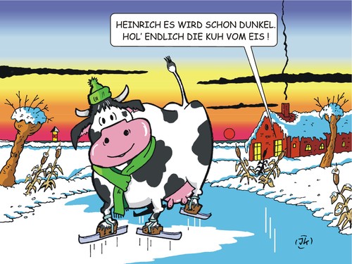 Cartoon: Sprichwörter (medium) by JotKa tagged kühe,jahreszeiten,natur,tiere,schlittschuh,winter,eis,kuh,kuh,eis,winter,schlittschuh,tiere,natur,jahreszeiten