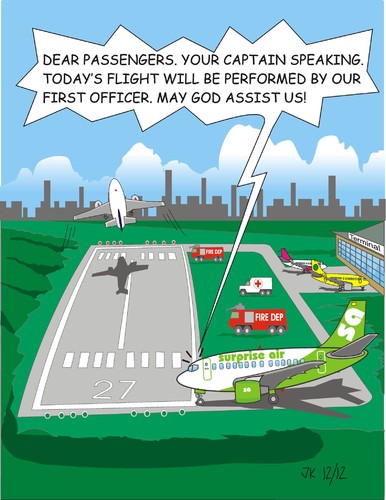 Cartoon: Take-off (medium) by JotKa tagged take,off,flying,aircraft,airlines,runway,travelling,man,pilot,first,officer,airport,fear,of,surprise,air