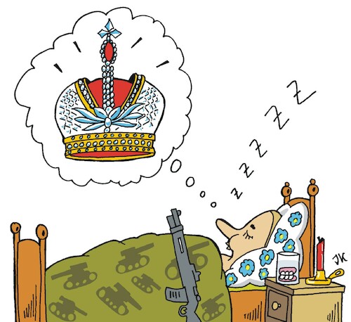Cartoon: Träume-Dreams (medium) by JotKa tagged putin,ukraine,russland,träume,zar,zarenkrone,grossrussland,putin,ukraine,russland,träume,zar,zarenkrone,grossrussland