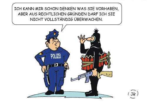 Cartoon: Überwachung (medium) by JotKa tagged überwachung,terror,terroristen,salafisten,is,isis,polizei,datenschutz,kontrolle,anschläge,politik,cdu,csu,spd,grüne,linke,parlament,parteien,ausreisen,einreisen,islamisten,syrien,irak,terrorfahndung,überwachung,terror,terroristen,salafisten,is,isis,polizei,datenschutz,kontrolle,anschläge,politik,cdu,csu,spd,grüne,linke,parlament,parteien,ausreisen,einreisen,islamisten,syrien,irak,terrorfahndung