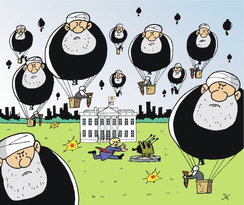 Cartoon: Wenn die Mullahs kommen (medium) by JotKa tagged trump,donald,präsident,mullahs,atomabkommen,aufrüstung,säbelrasseln,krieg,kriegsgefahr,teheran,washington,white,house,weisses,haus,trump,donald,präsident,mullahs,atomabkommen,aufrüstung,säbelrasseln,krieg,kriegsgefahr,teheran,washington,white,house,weisses,haus