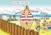 Cartoon: Am Strand (small) by JotKa tagged mann,frau,natur,meer,urlaub,strand,baden,schwimmen,sport,krabbe,nrw,insel,schiff,urlauber