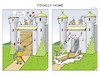 Cartoon: Finally home (small) by JotKa tagged knights,castles,love,grief,relationships,pitch,he,husband,man,woman,medieval