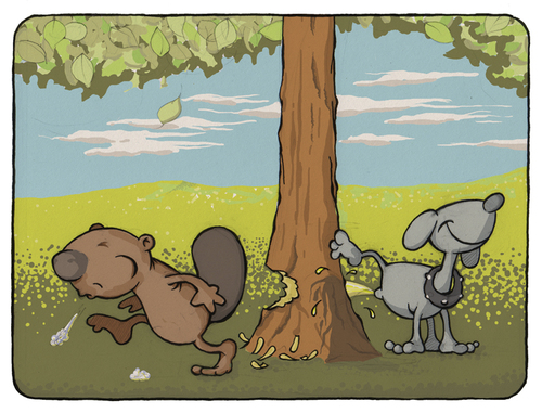 Cartoon: ptooie ptooie (medium) by grega tagged pee,dog,beaver,ptooie