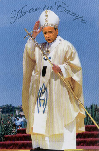 Cartoon: Asceso in campo (medium) by azamponi tagged berlusconi,italy,politics,religion