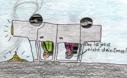 Cartoon: Bananenschale (medium) by Salatdressing tagged bananenschale,salatdressing,auto,gesundheit,schmerzen,ernst,ausrutschen,fahren,streit,dummheit,komisch,strasse,alltag