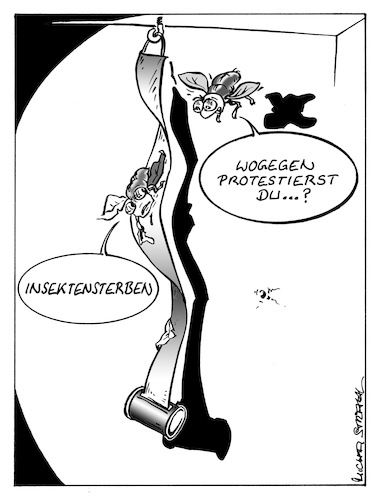 Cartoon: Insektensterben (medium) by Micha Strahl tagged micha,strahl,insektensterben,fliegenfalle,fliegenfänger,klebeaktion,micha,strahl,insektensterben,fliegenfalle,fliegenfänger,klebeaktion