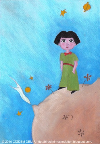 Cartoon: The Little Prince Asli (medium) by CIGDEM DEMIR tagged asli,yucel,cigdem,demir,2010,the,little,princess,book,woman