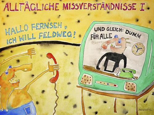 Cartoon: Alltägliche Missverständnisse (medium) by Eggs Gildo tagged fernsehen,alltag