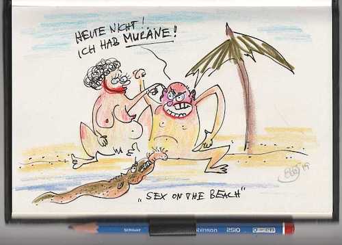 Cartoon: Sex on the beach (medium) by Eggs Gildo tagged beach,migräne,muräne