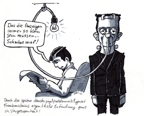 Cartoon: Frankenstein wahres Genie (medium) by bertgronewold tagged erfindung,strom,frankenstein
