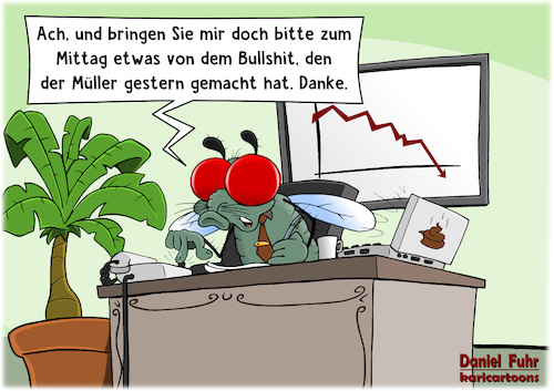 Cartoon: Bullshit (medium) by karicartoons tagged arbeit,fliege,büro,arbeitswelt,fehler,business,arbeiten,bullshit,scheisse,beseitigen,konflikt,firma,chef,vorgesetzter,kommunikation,essen,nahrung,mittag,bockmist,arbeit,fliege,büro,arbeitswelt,fehler,business,arbeiten,bullshit,scheisse,beseitigen,konflikt,firma,chef,vorgesetzter,kommunikation,essen,nahrung,mittag,bockmist