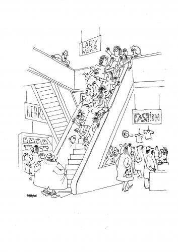 Cartoon: Exhibitionist (medium) by Frank Hoffmann tagged rolltreppe,