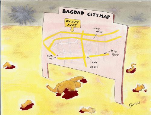Cartoon: Bagdad city map (medium) by bernie tagged irak,war,