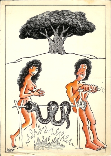 Cartoon: Adam C Eva (medium) by Dluho tagged eden,illustration,illustrationen,adam,eva,schlange,sünde,bibel,religion,garten eden,garten,eden