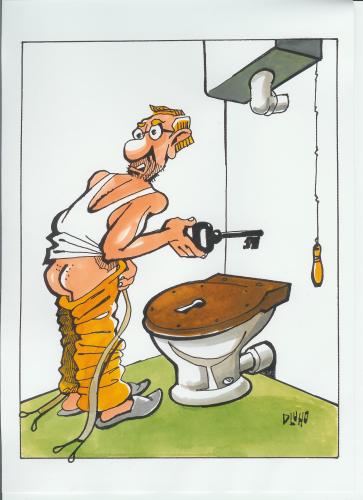 Cartoon: Lodger (medium) by Dluho tagged wc,,toilette,wc,klo,porzellan,spühlung,stuhlgang,pinkeln,kacken,pissen,schloss,schlüssel,mieter,untermieter,kloschüssel,verdauung,klobürste,klohygiene,hygiene,klobrille,klodeckel,verschlossen,austreten,urinieren,entleeren,blase,darm,sitzung,thron