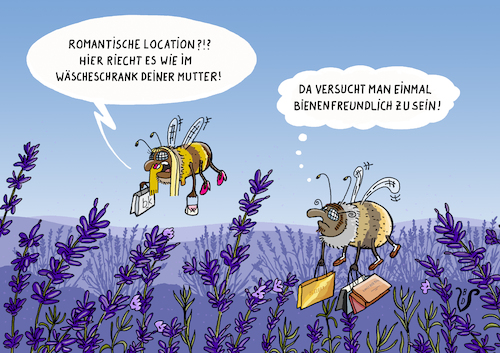 Cartoon: Bienenfreundlich fuer Anfaenger (medium) by Dodenhoff Cartoons tagged artenschutz,bienenfreundlichkeit,lavendelsaeckchen,lavendelbluete,heilkraeuter,aetherische,oele,bienen,wildbienen,location,cool,essengehen,paarbeziehung,schwiegermutter,ehe,konsum,beziehungsprobleme,ehestreit,ausflug,romantik,ehestress,mann,frau,nachhaltigkeit,naturgarten,insektenschutz,artenschutz,bienenfreundlichkeit,lavendelsaeckchen,lavendelbluete,heilkraeuter,aetherische,oele,bienen,wildbienen,location,cool,essengehen,paarbeziehung,schwiegermutter,ehe,konsum,beziehungsprobleme,ehestreit,ausflug,romantik,ehestress,mann,frau,nachhaltigkeit,naturgarten,insektenschutz