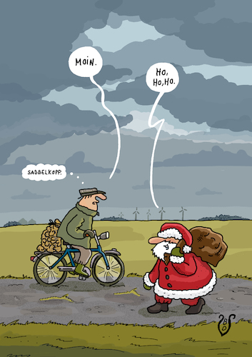 Cartoon: Norddeutsche Weihnacht (medium) by Dodenhoff Cartoons tagged weihnachtsmann,einsilbigkeit,moin,bauer,landwirt,kartoffelsack,festtage,weihnachtsfest,sabbelkopp,lokal,fahrrad,windkraftanlagen,biogasanlagen,mecklenburg,vorpommern,schleswig,holstein,niedersachsen,weihnachtsmann,einsilbigkeit,moin,bauer,landwirt,kartoffelsack,festtage,weihnachtsfest,sabbelkopp,lokal,fahrrad,windkraftanlagen,biogasanlagen,mecklenburg,vorpommern,schleswig,holstein,niedersachsen