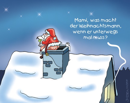 Cartoon: Stilles Örtchen (medium) by Dodenhoff Cartoons tagged kinder,schornstein,kamin,nacht,weihnachtsmann,weihnachten,verdauung,wc